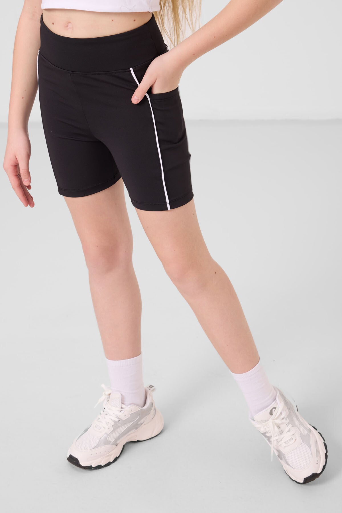 Siyah Esnek Standart Fit Basic Performans Kız Çocuk Tayt - 75189