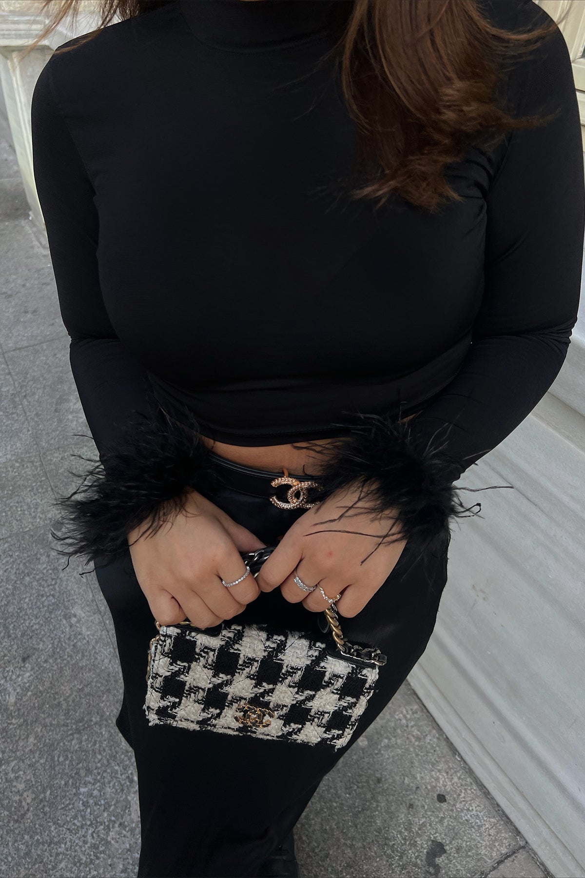 Siyah Genji Tüy Detay Bluz ATE2475