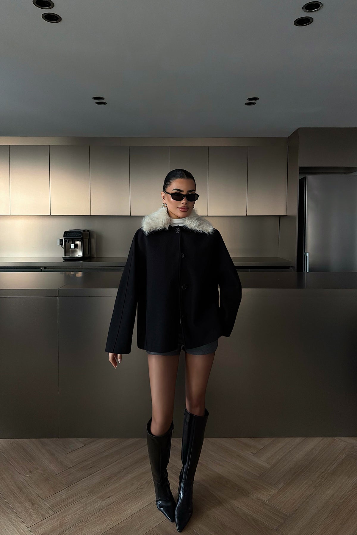 Siyah Kürk Detay Ceket ATE-4737