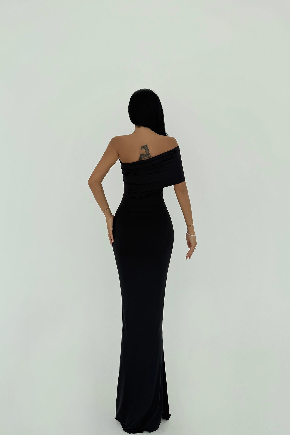 Siyah Vanya Tek Kol Elbise ATE-2751