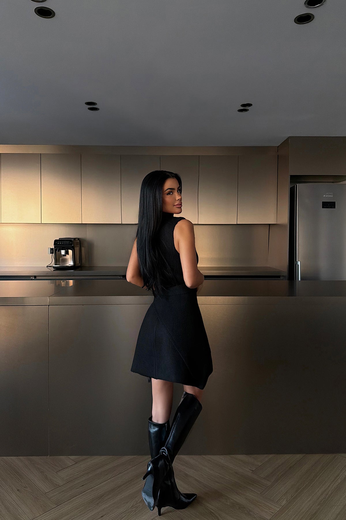 Siyah Marayla Triko Elbise ATE-4452