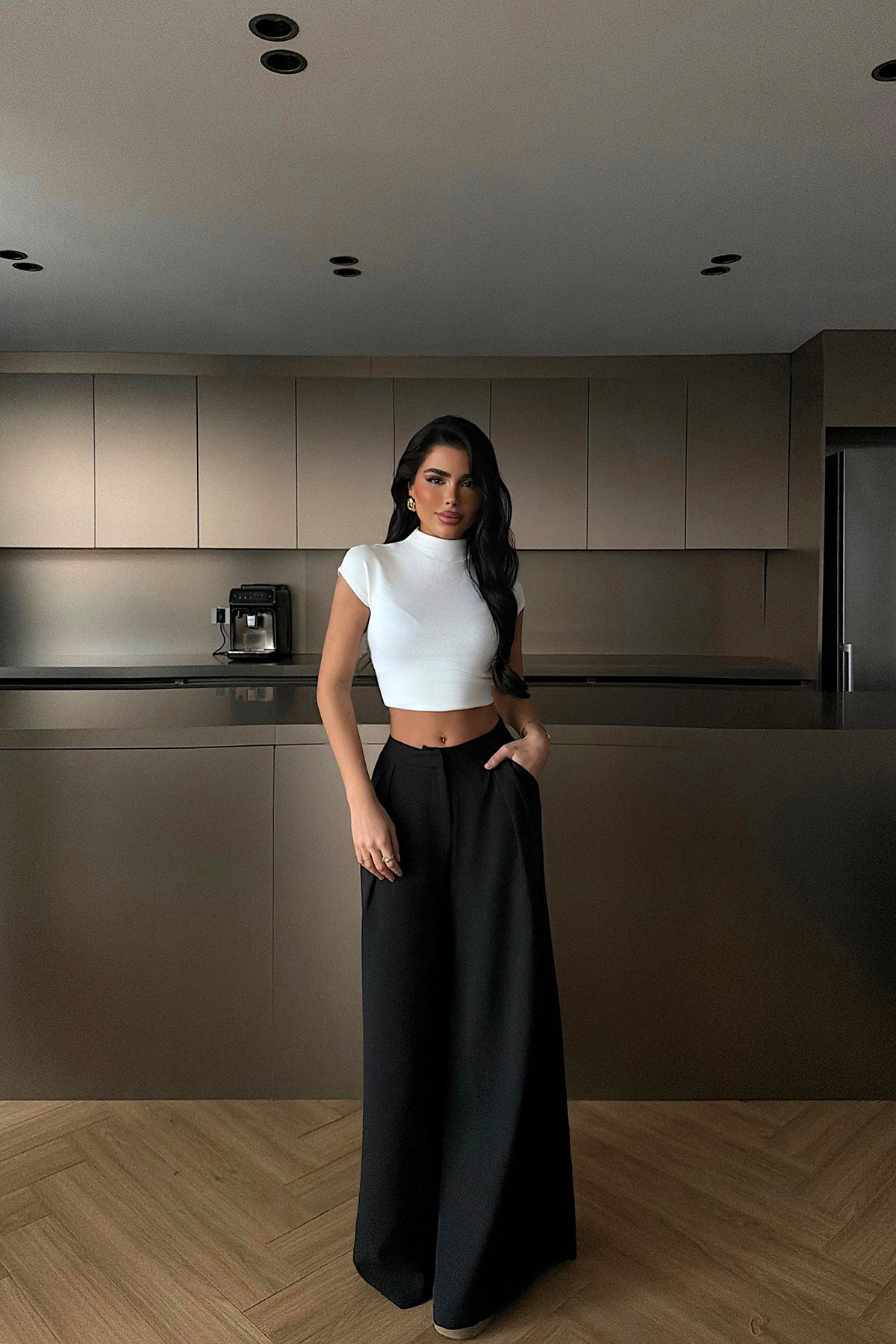 Siyah Palazzo Yüksek Bel Pantolon ATE-2560