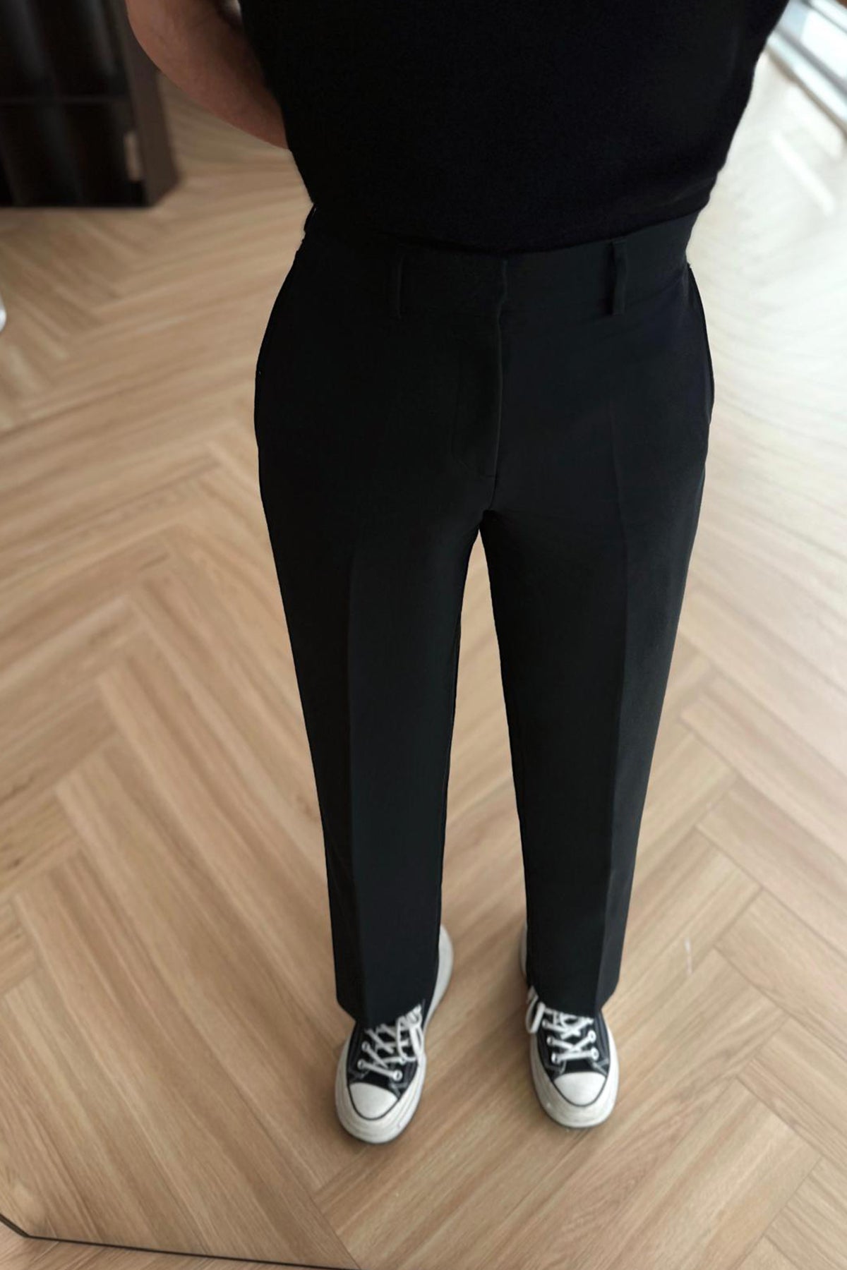 Siyah Palazzo Yüksek Bel Pantolon ATE-3244