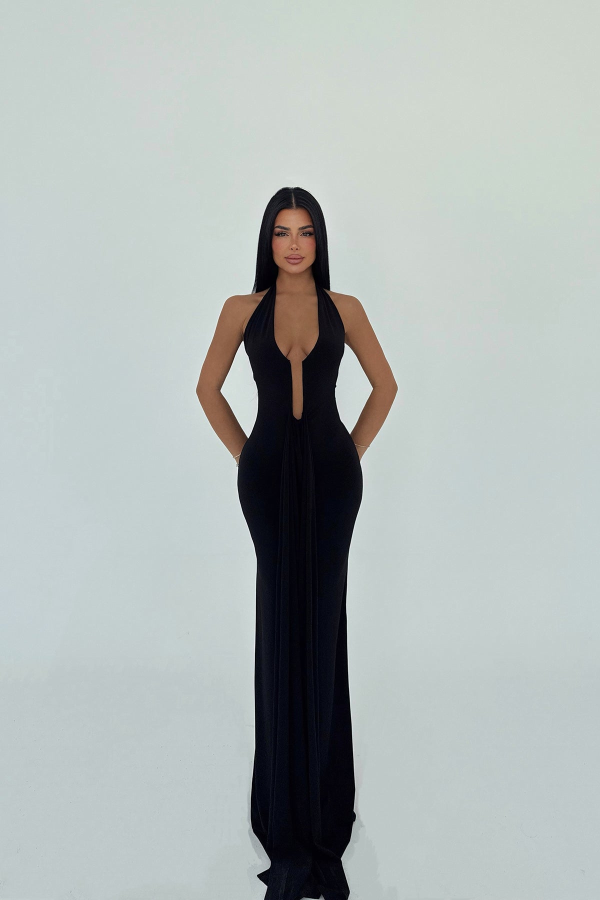 Siyah Bellis Uzun Elbise ATE-2723