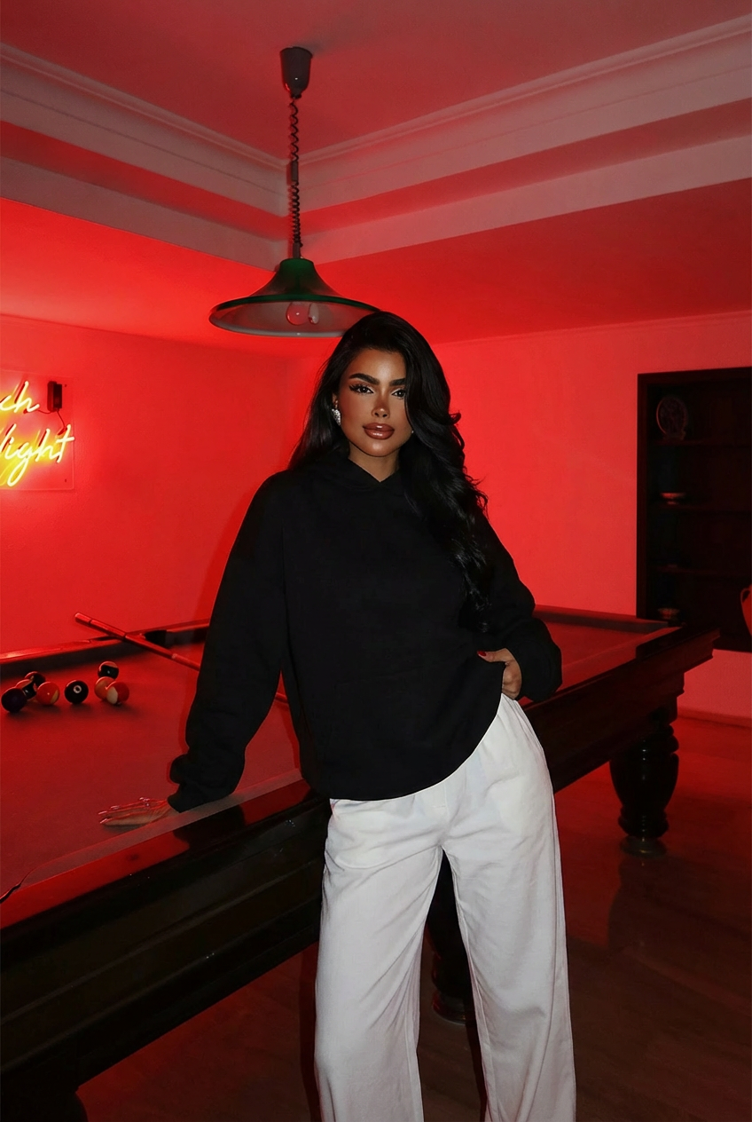 Siyah Lowell taşlı sweatshirt ATE-4514