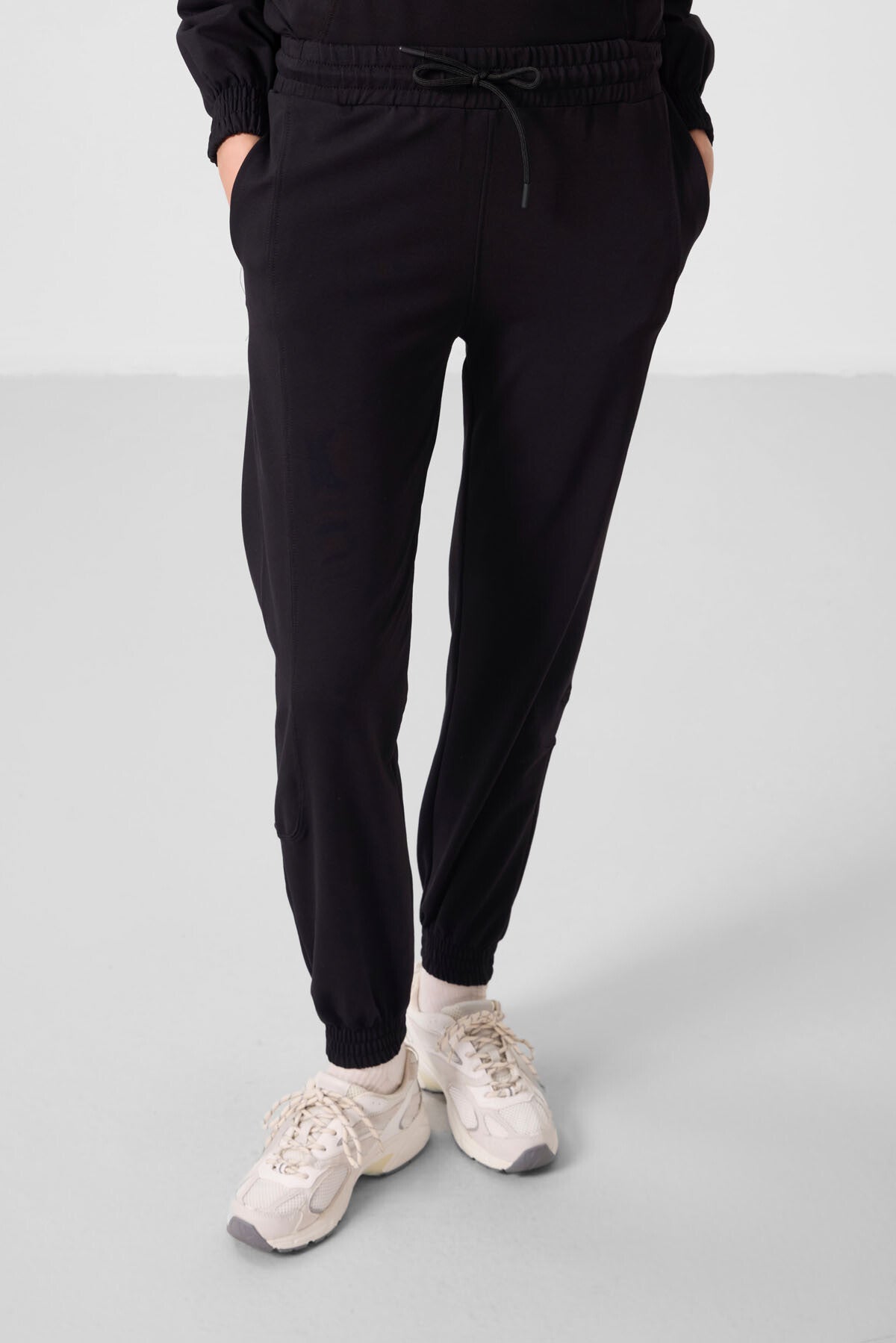 Siyah O Yaka Basic Oversize Kadın Eşofman Tunik Takım - 95347