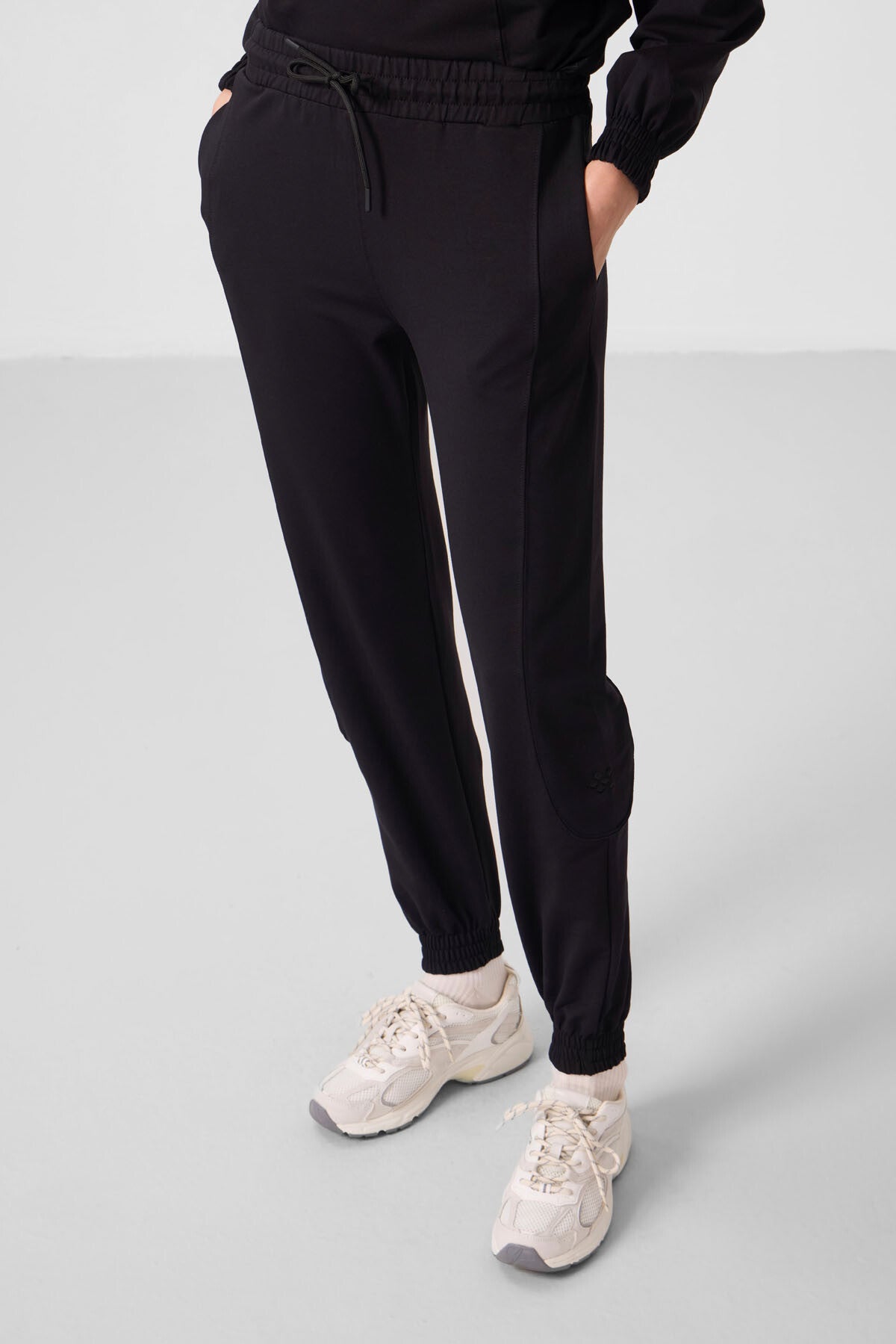 Siyah O Yaka Basic Oversize Kadın Eşofman Tunik Takım - 95347