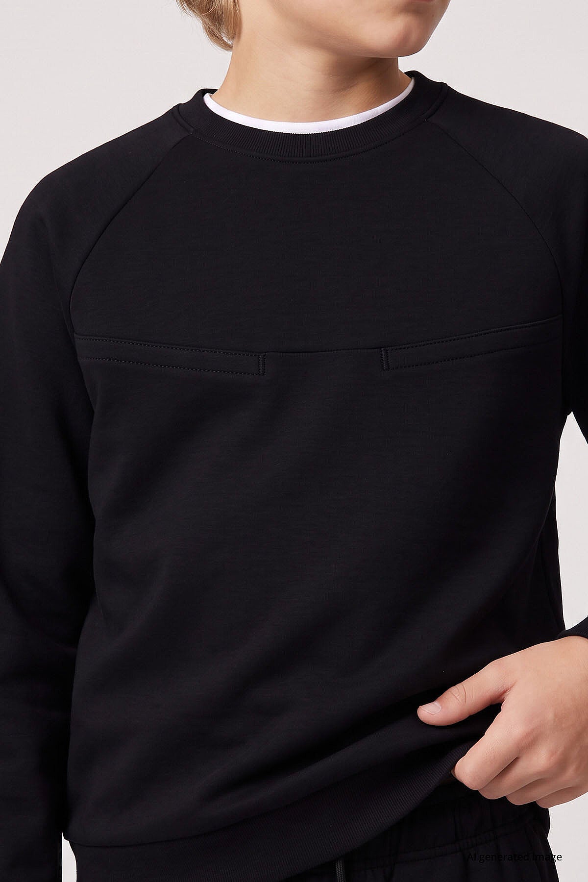 Siyah Standart Fit Basic Dikiş Detaylı Erkek Çocuk Eşofman Takım - 11325
