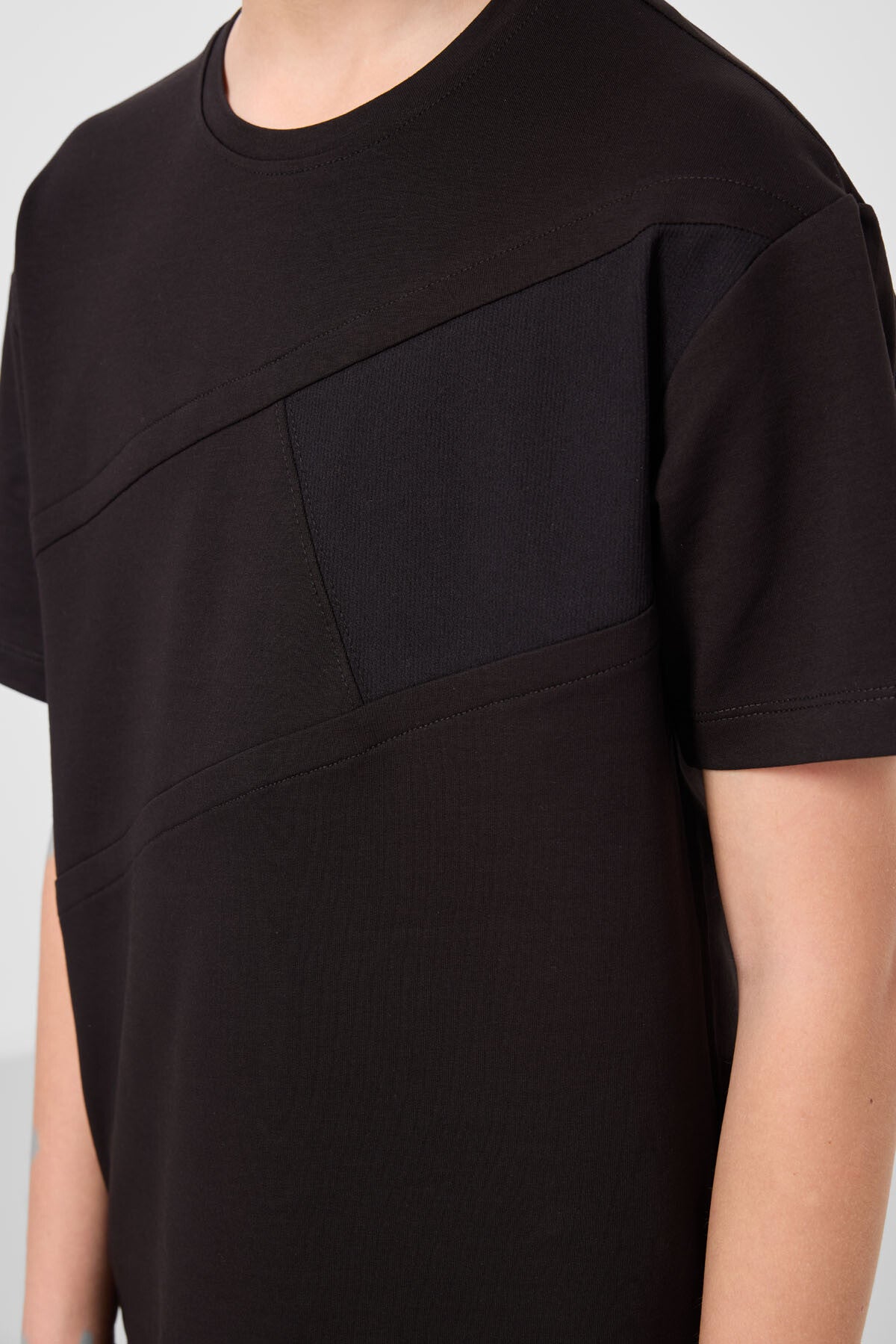 Siyah Pamuklu Oversize Fit Dokuma Hafif Esnek Chino Erkek Çocuk Şort Takım - 11275