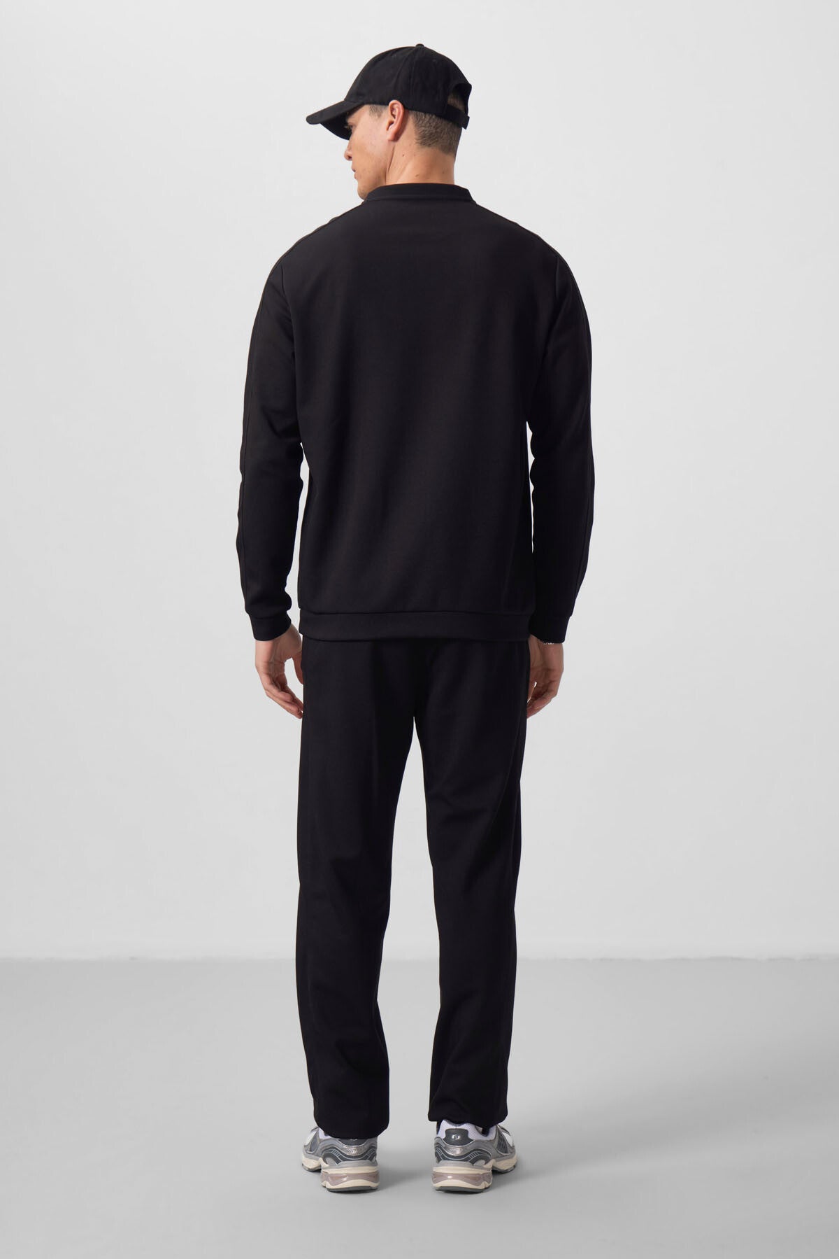 Siyah Yüzeyi Dokulu Oversize Erkek Eşofman Takım - 85275