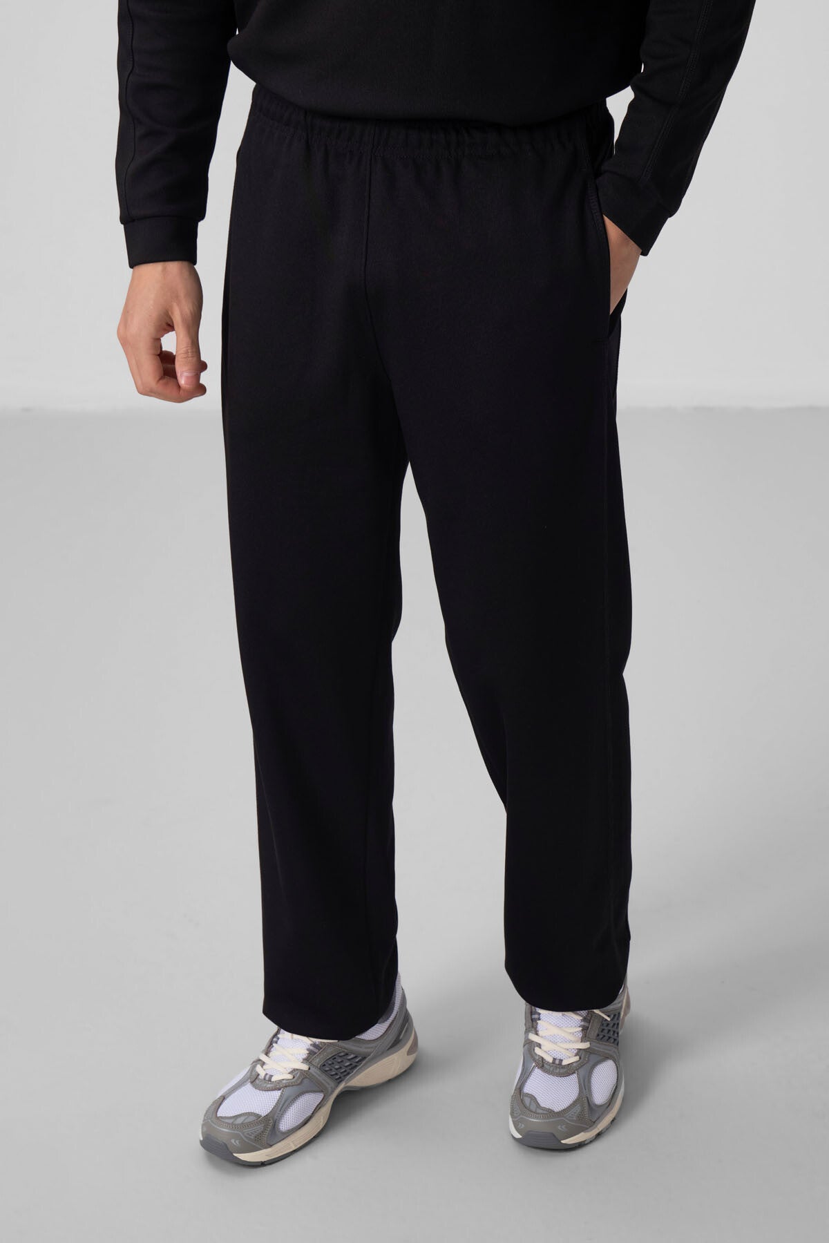 Siyah Yüzeyi Dokulu Oversize Erkek Eşofman Takım - 85275