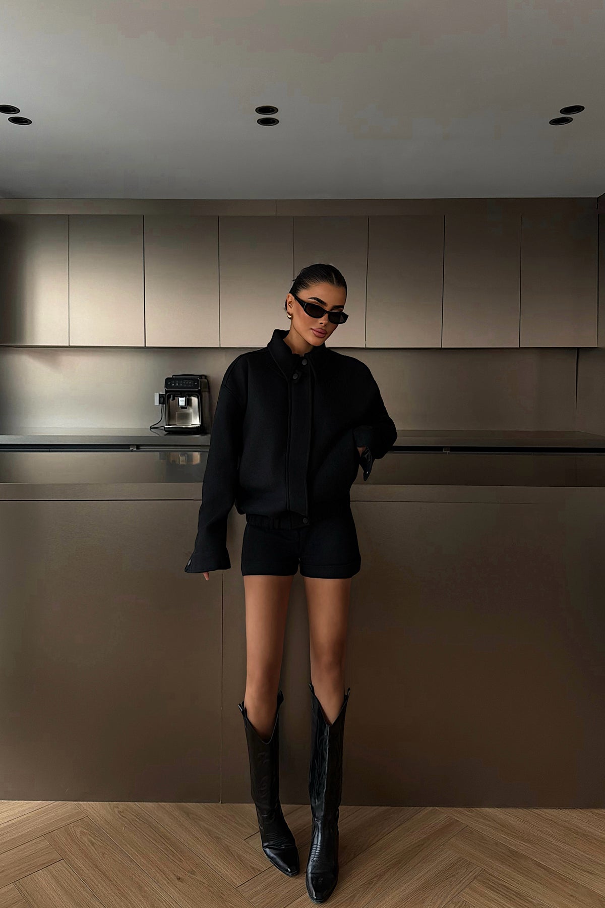 Siyah Marner Şort Ceket Takım ATE-4486