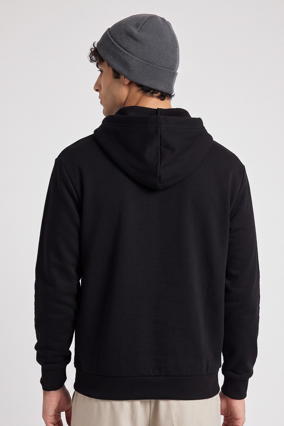 Siyah Standart Kalıp Basic Erkek Sweatshirt - 88513