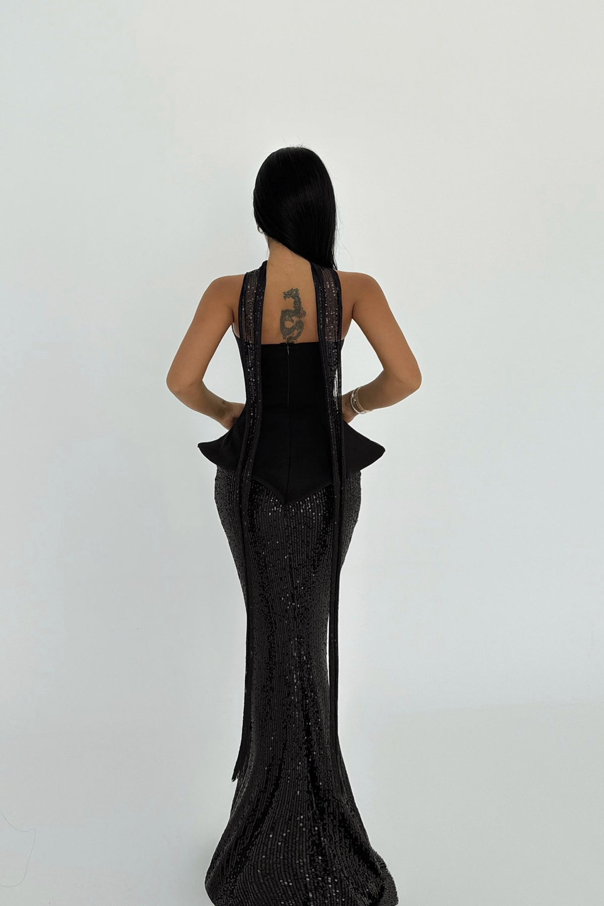 Siyah Viona Etek Üst Takım Abiye ATE-2709