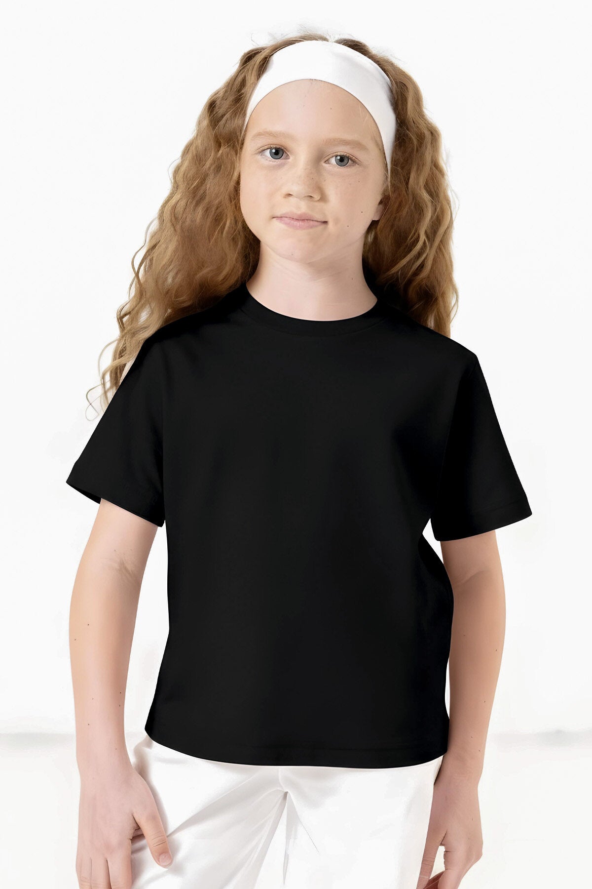 Siyah O Yaka Standart Fit Basic Unisex Çocuk T-Shirt - 11328
