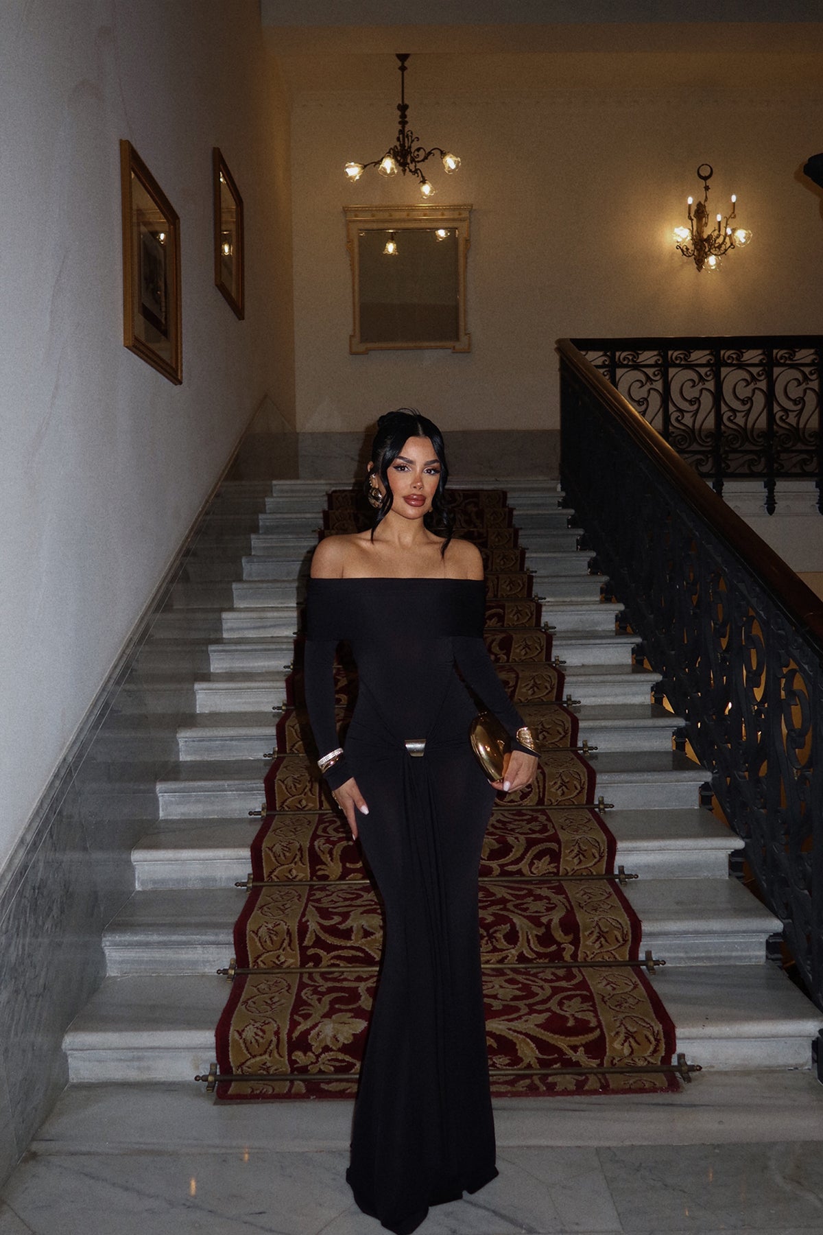 Siyah Fallon Uzun Elbise ATE-2187