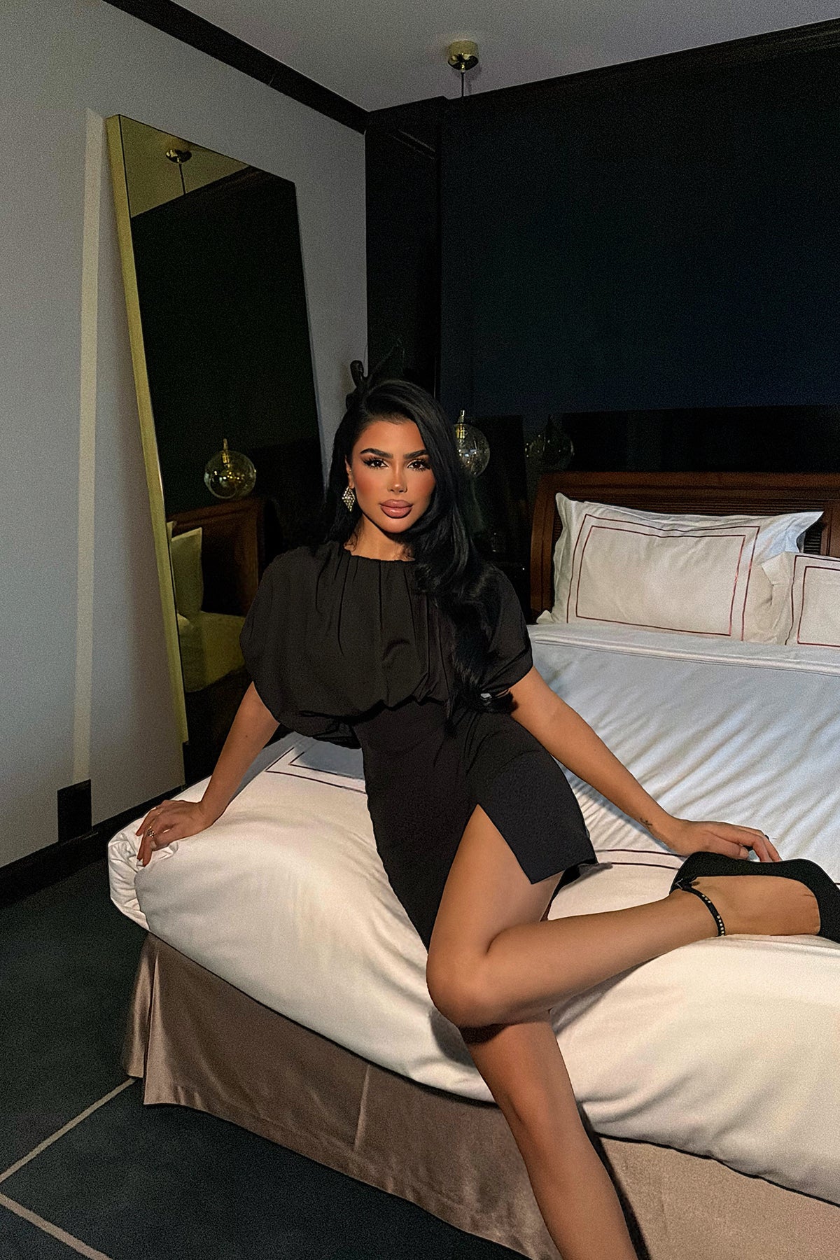 Siyah Kamber mini elbise ATE-3841