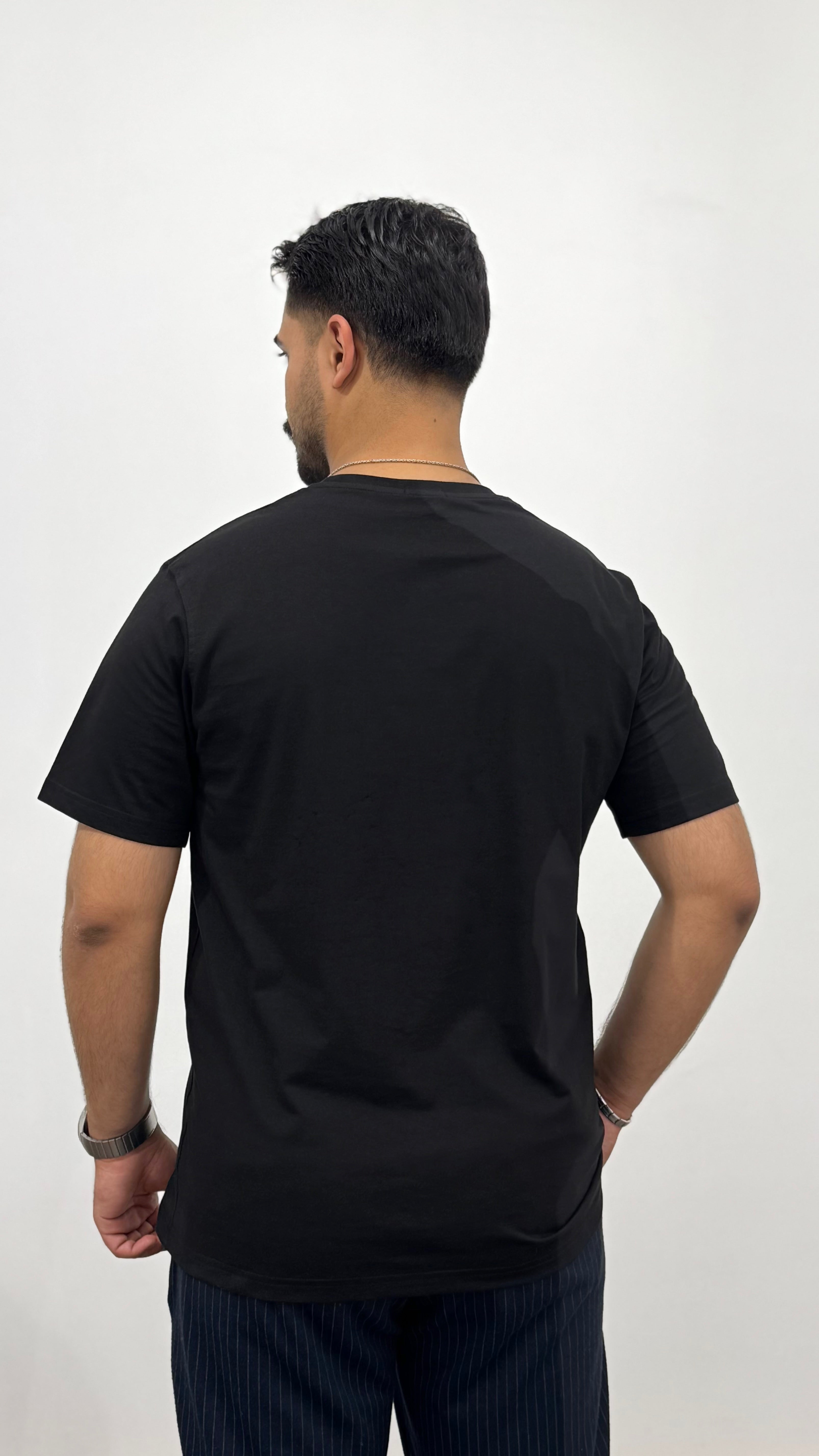 BİSİKLET YAKA NAKIŞ BASKILI TSHİRT