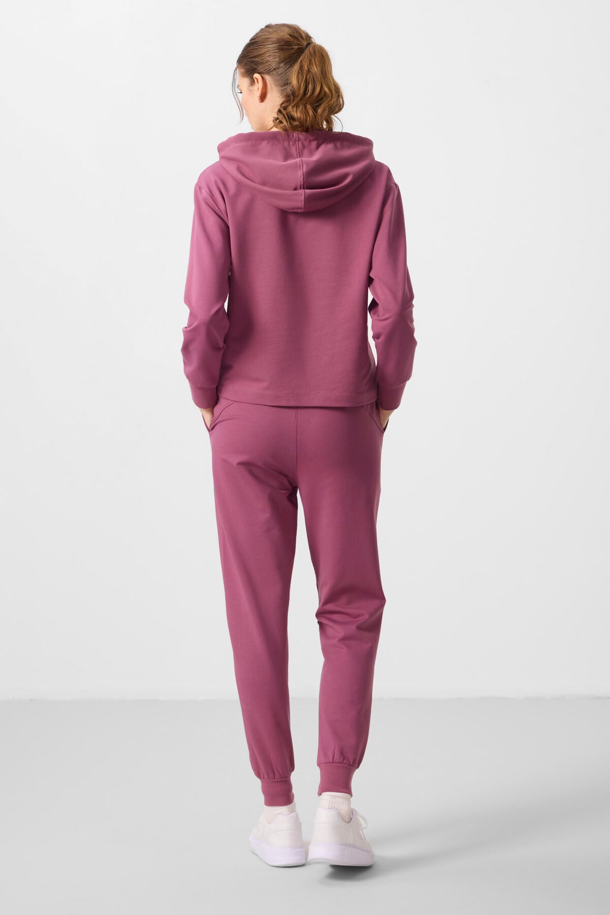 Soft Vişne Kapüşonlu Oversize Kadın Eşofman Takım - 95336