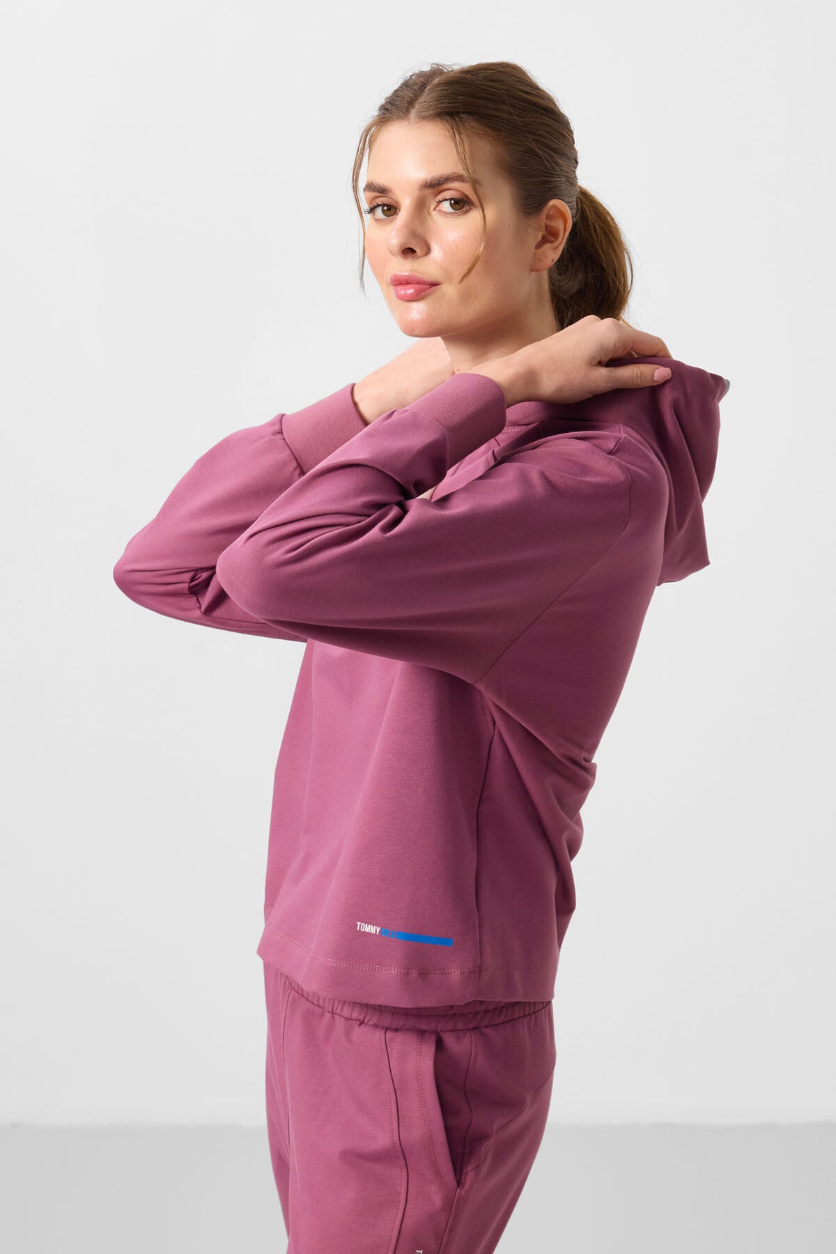 Soft Vişne Kapüşonlu Oversize Kadın Eşofman Takım - 95336