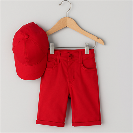 Şort ve Şapka Takımı Kırmızı 4 Yaş