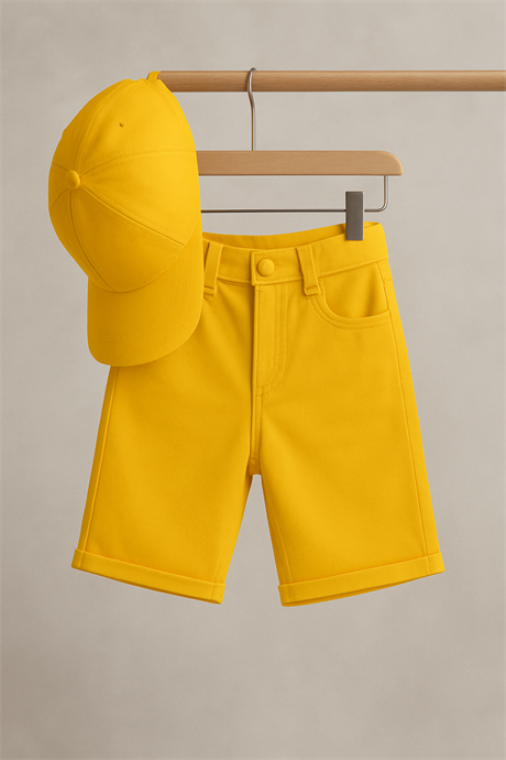 Şort ve Şapka Takımı Sarı 14 Yaş