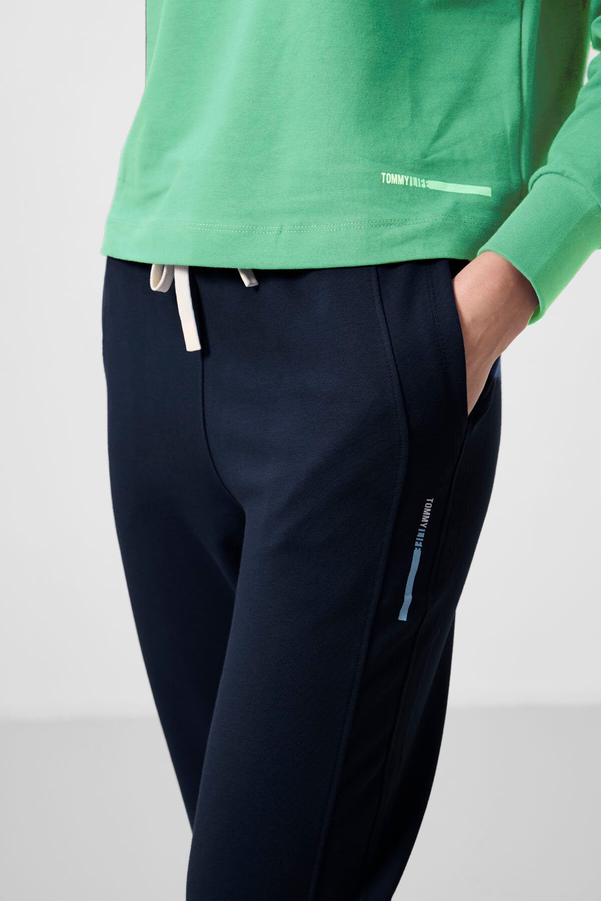 Su Yeşili-Lacivert Kapüşonlu Oversize Kadın Eşofman Takım - 95336