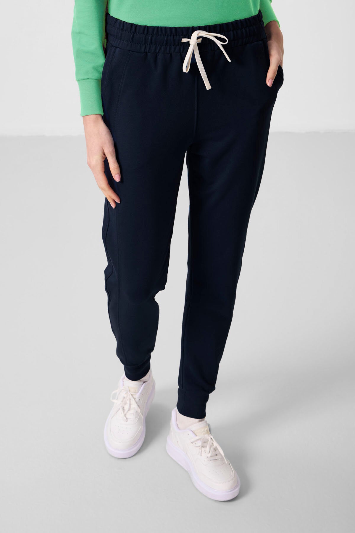 Su Yeşili-Lacivert Kapüşonlu Oversize Kadın Eşofman Takım - 95336