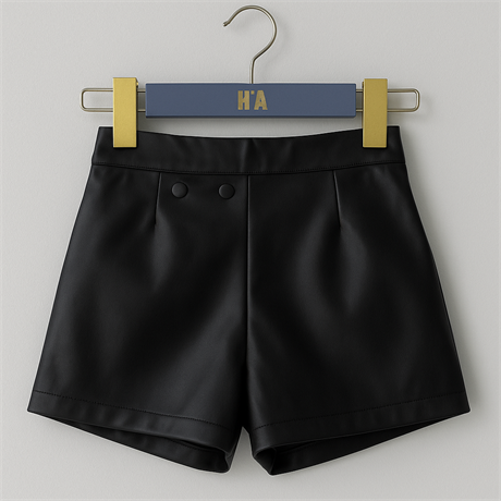 Suni Deri Şort Etek Siyah 10 Yaş