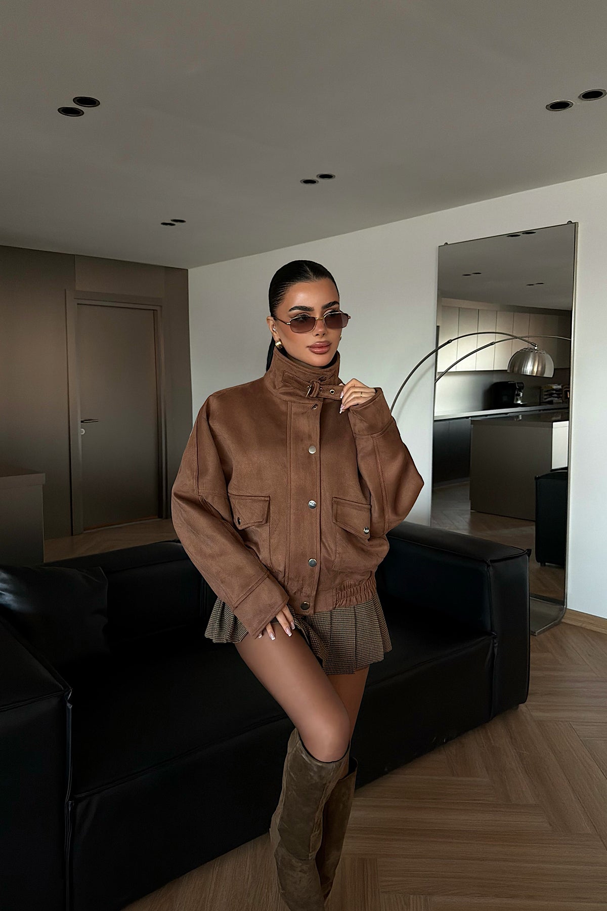 Taba Düğme Detay Deri Ceket ATE-4745