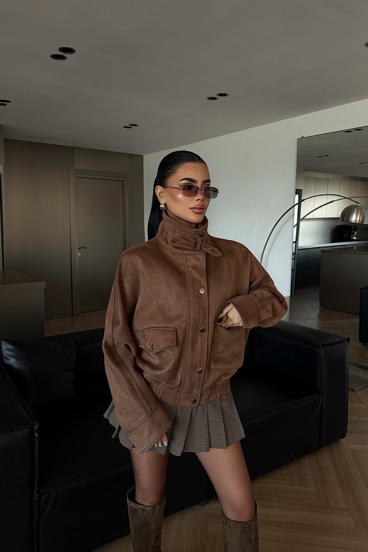 Taba Düğme Detay Deri Ceket ATE-4745