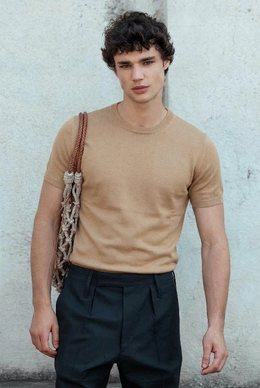 Taba Oversize Basic Tişört ATE-3069