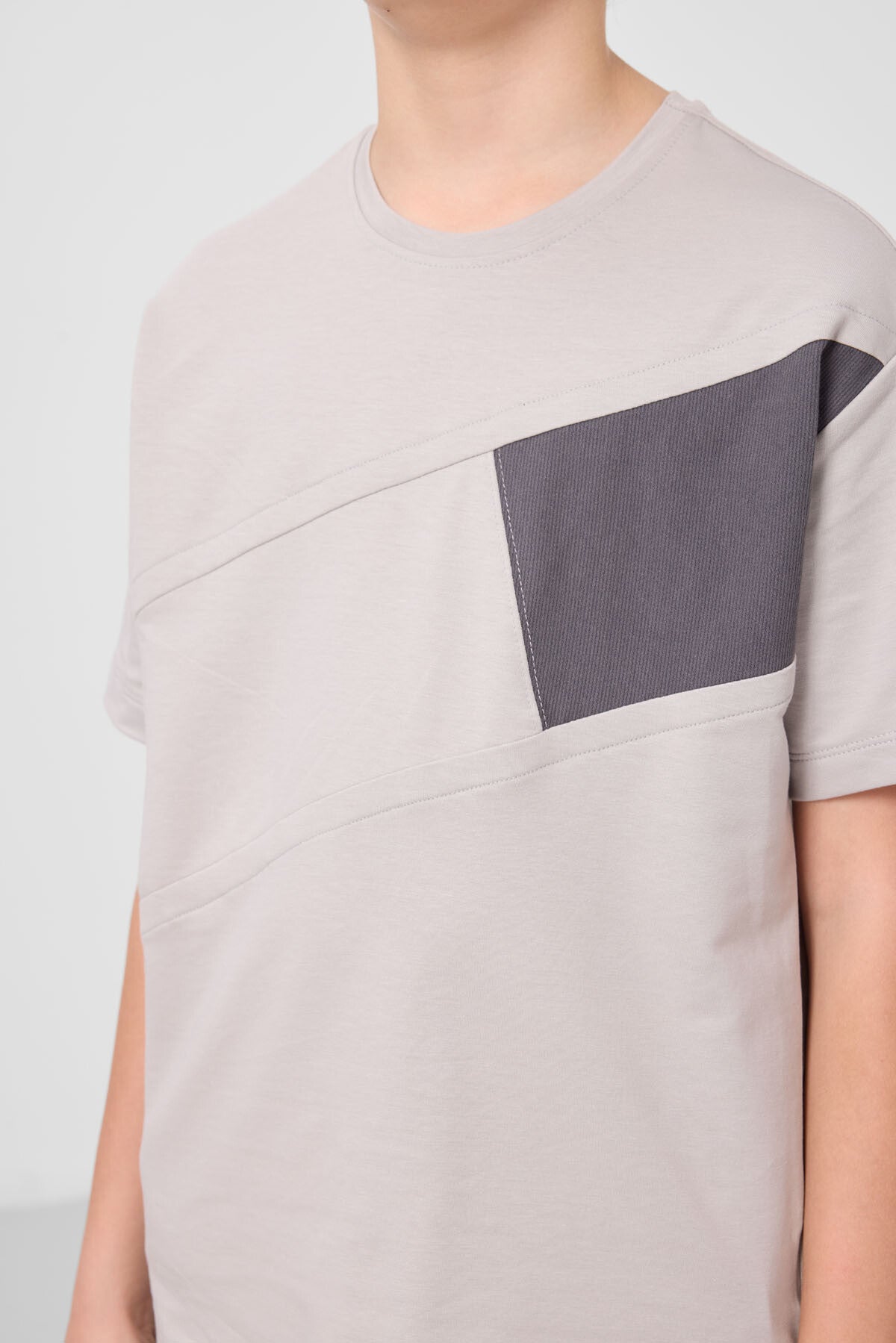 Taş-Antrasit Pamuklu Oversize Fit Dokuma Hafif Esnek Chino Erkek Çocuk Şort Takım - 11275