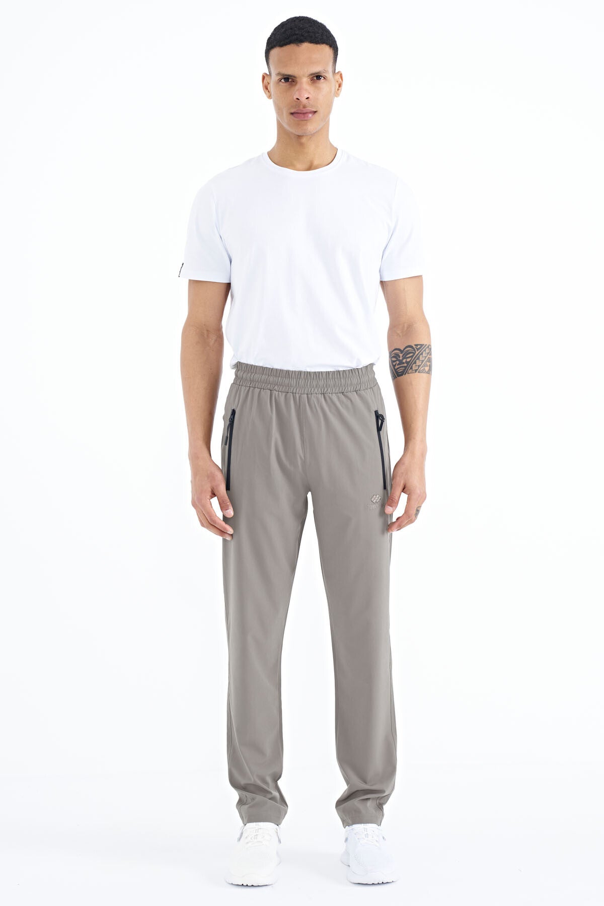 Taş Erkek Fermuarlı Üç Cepli Standart Kalıp Klasik Paça Eşofman Alt - 84768