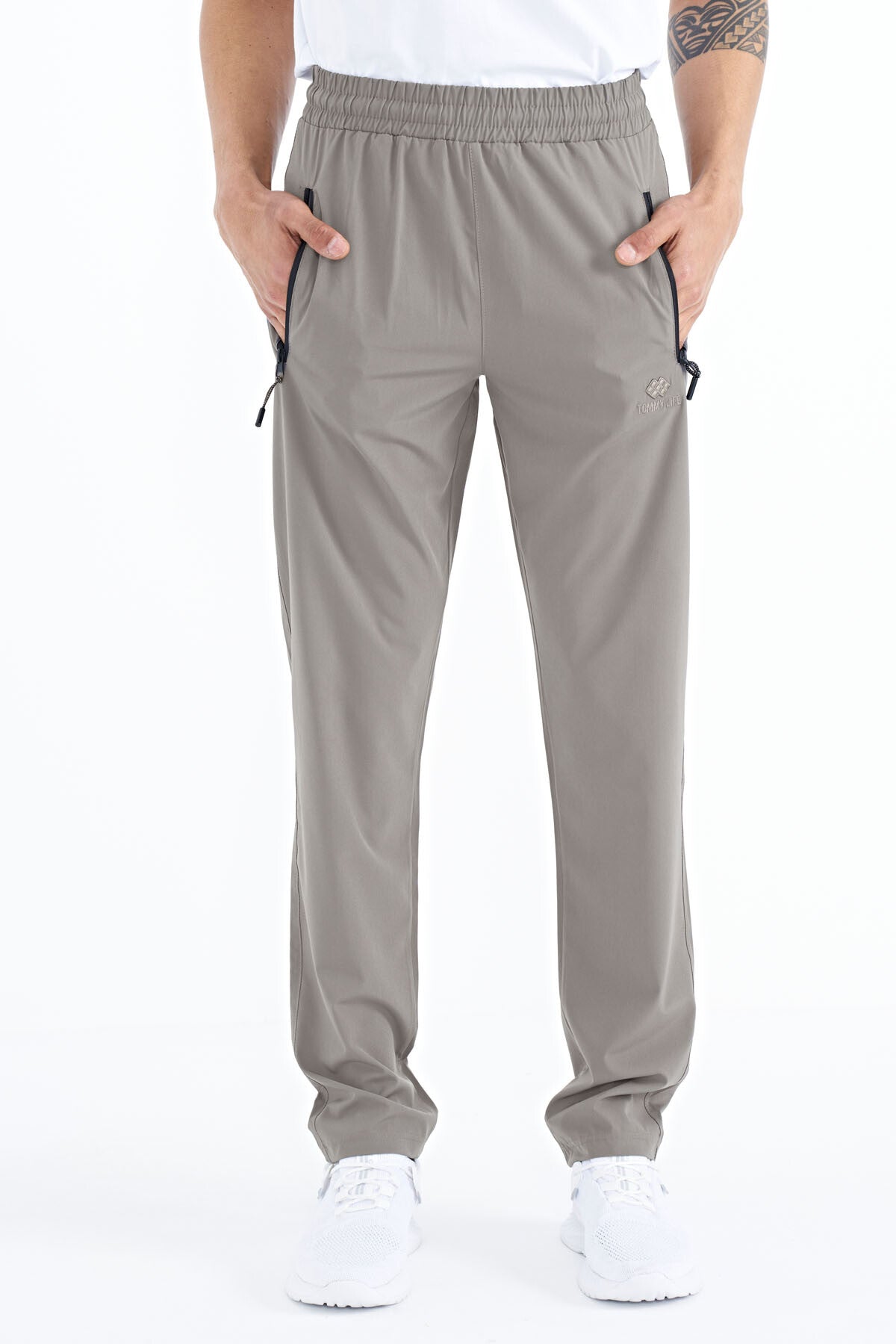 Taş Erkek Fermuarlı Üç Cepli Standart Kalıp Klasik Paça Eşofman Alt - 84768