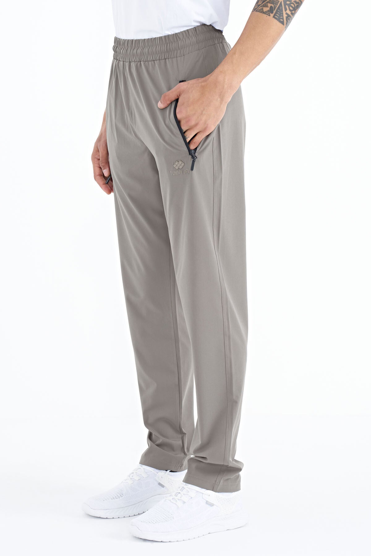 Taş Erkek Fermuarlı Üç Cepli Standart Kalıp Klasik Paça Eşofman Alt - 84768