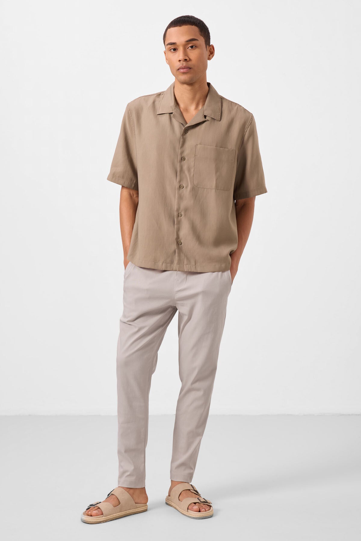 Taş Standart Fit Dokuma Hafif Esnek Chino Erkek Pantolon - 82179