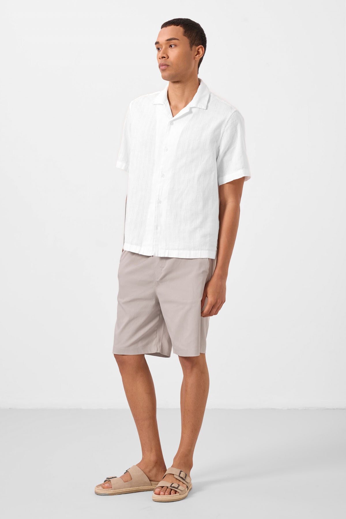 Taş Standart Fit Dokuma Hafif Esnek Chino Erkek Şort - 81291