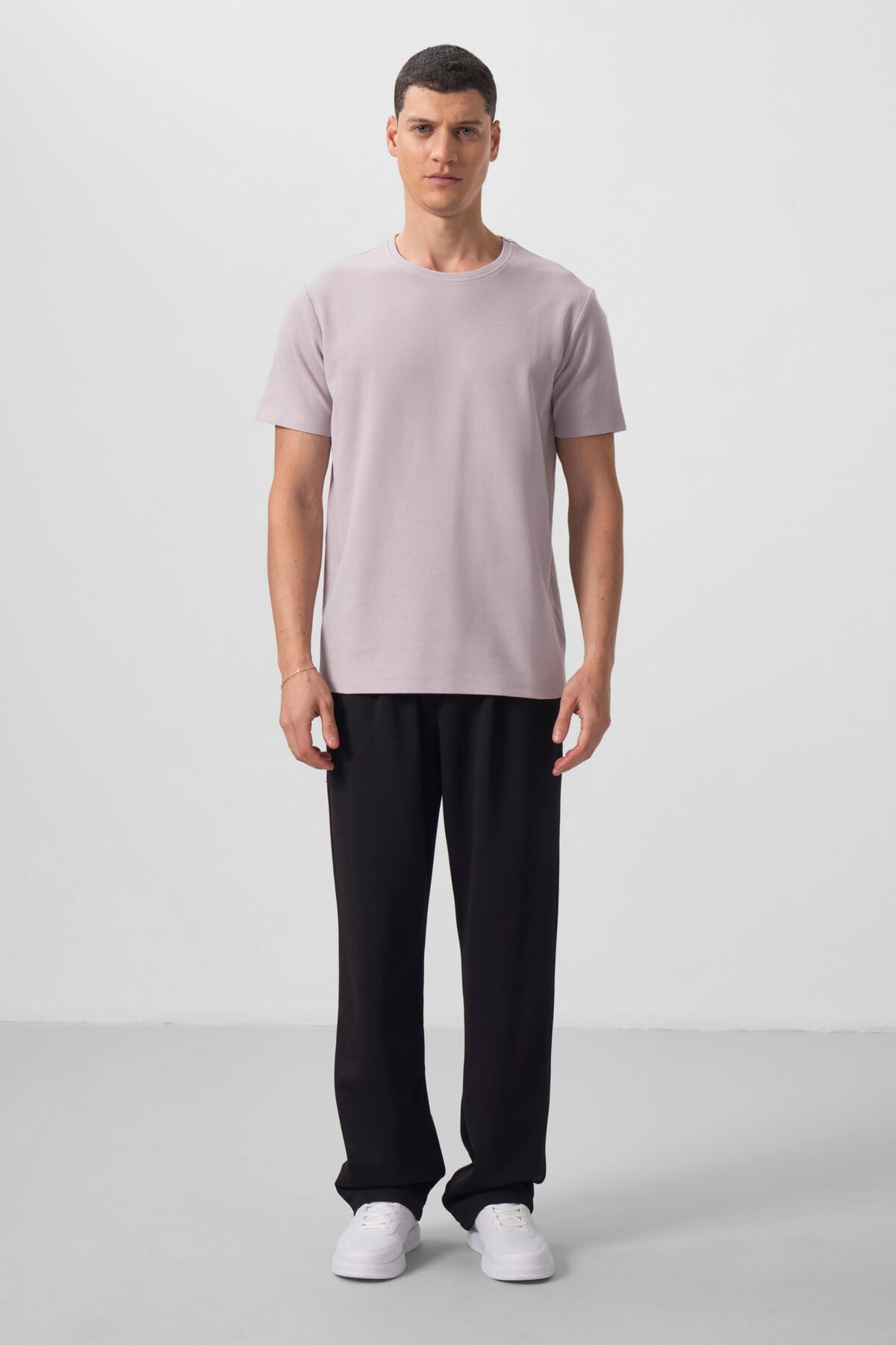 Taş Yüzeyi Dokulu Rahat Form Basic Erkek T-Shirt - 88436