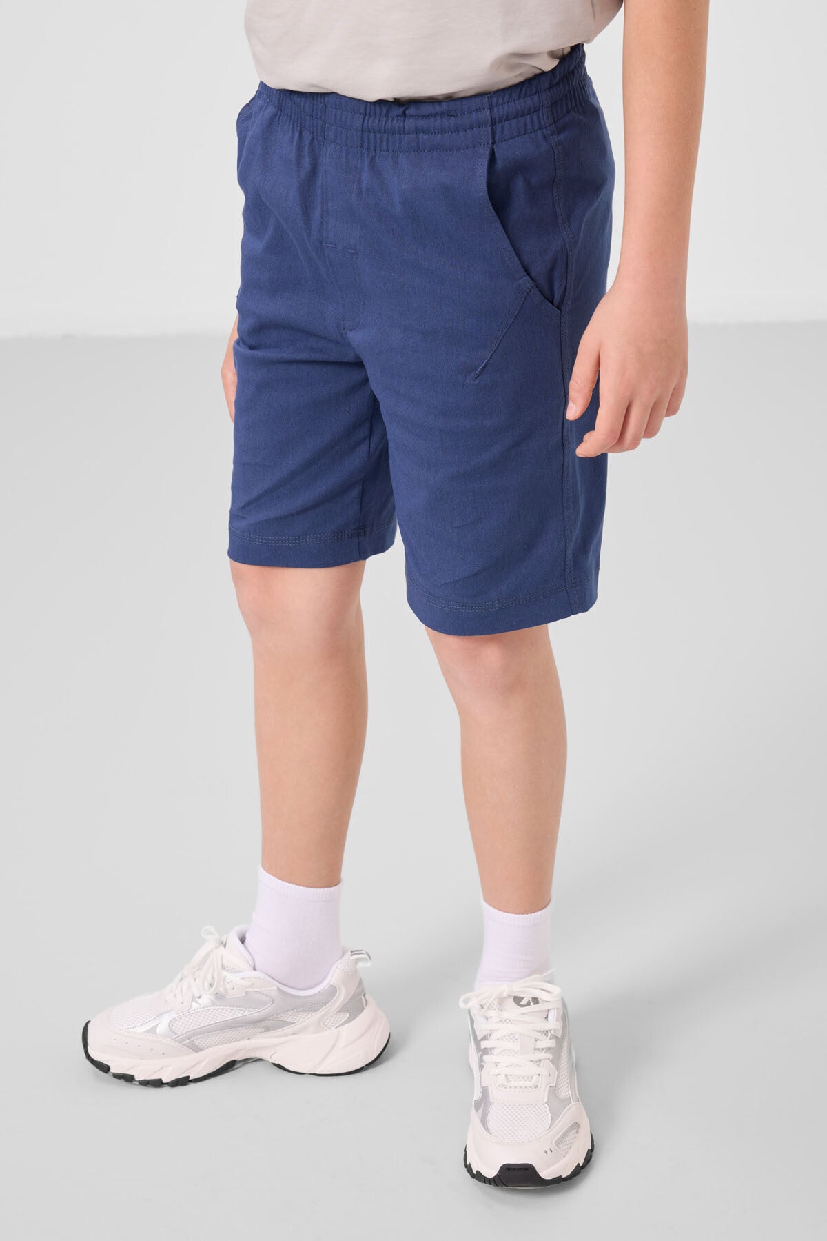 Taş-Parlament Pamuklu Oversize Fit Dokuma Hafif Esnek Chino Erkek Çocuk Şort Takım - 11277