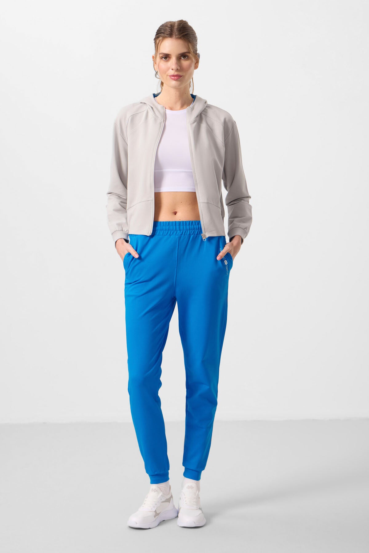 Taş-Saks Kapüşonlu Fermuarlı Oversize Kadın Eşofman Takım - 95328