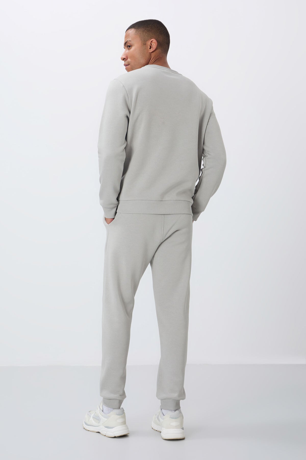 Taş Pamuklu Kalın İçi Tüylü Yumuşak Dokulu Comfort Fit Nakışlı Erkek Eşofman Takım -85265