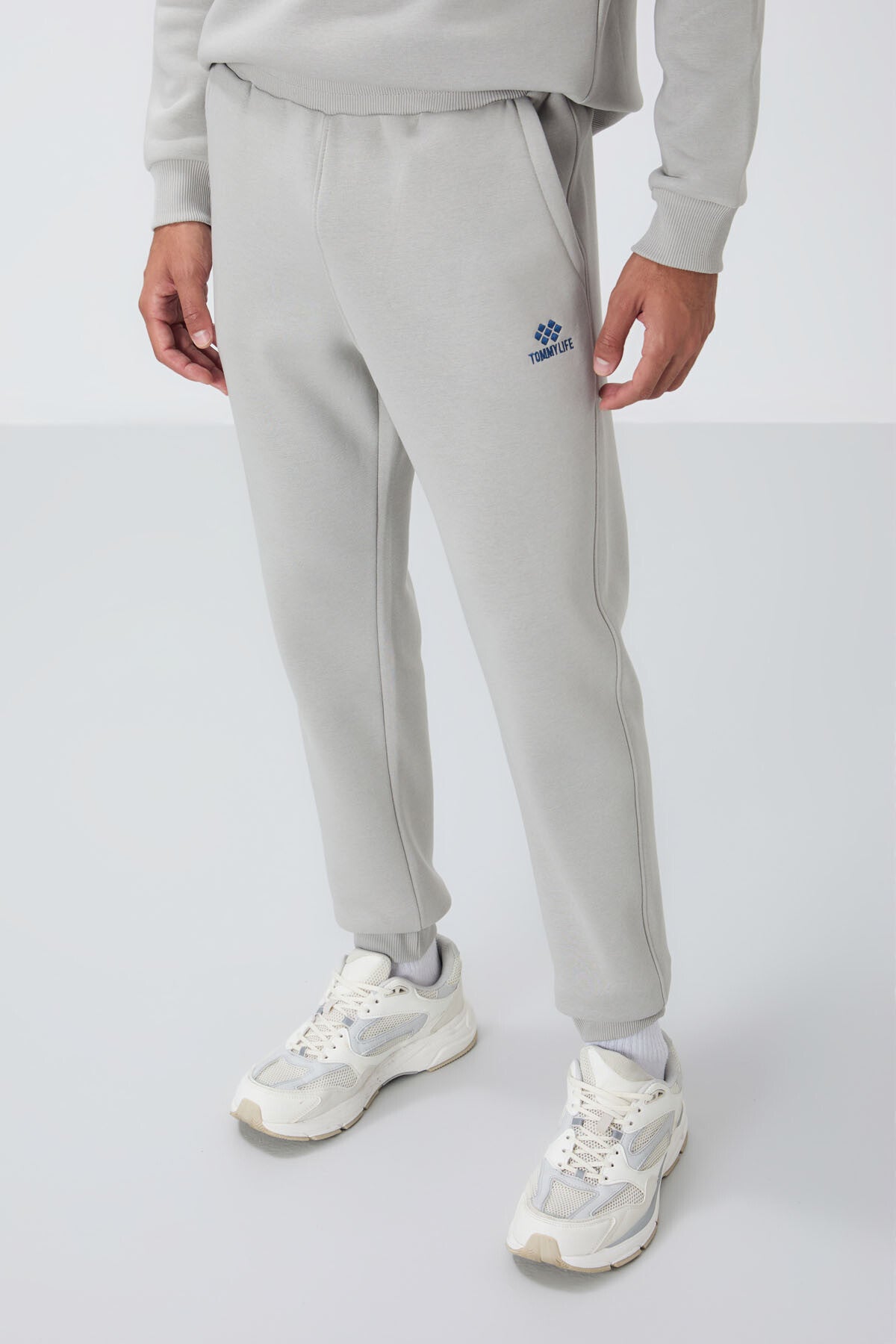 Taş Pamuklu Kalın İçi Tüylü Yumuşak Dokulu Comfort Fit Nakışlı Erkek Eşofman Takım -85265