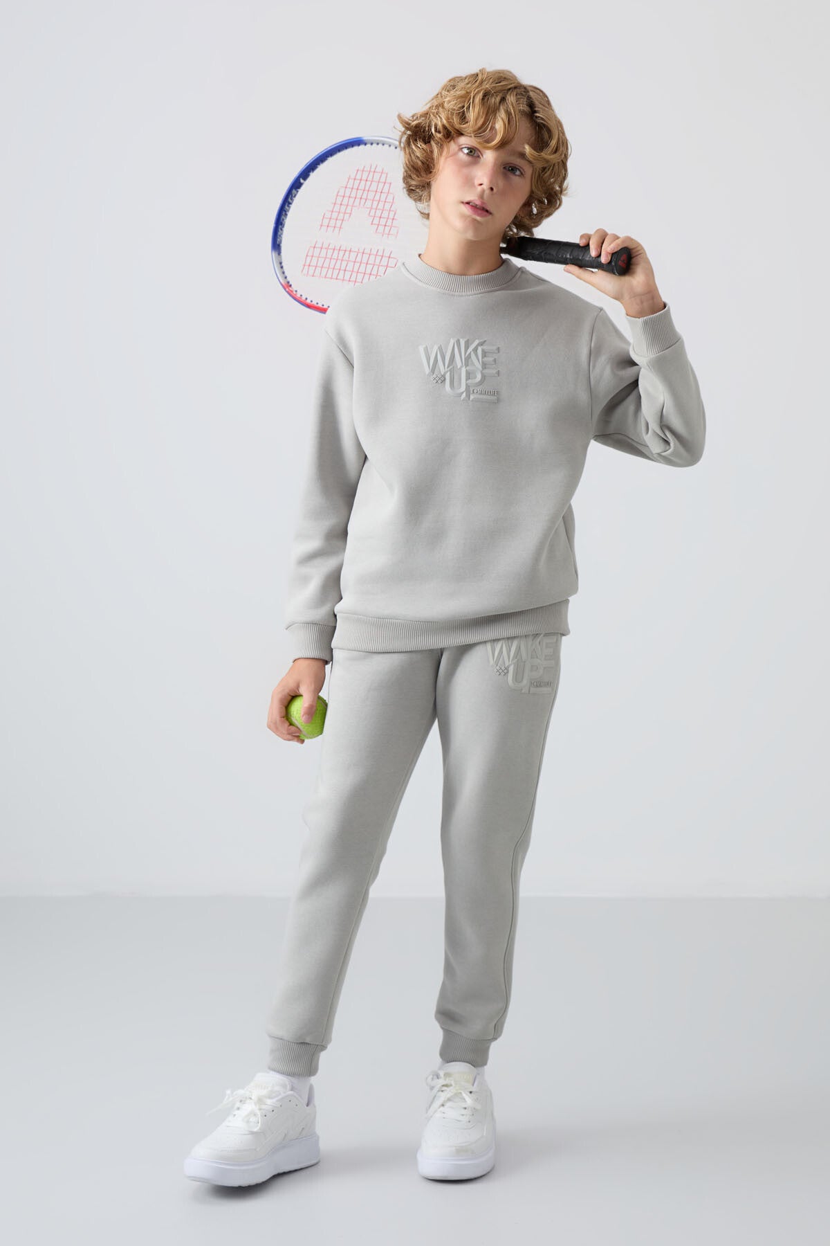 Taş Pamuklu Kalın İçi Tüylü Yumuşak Dokulu Standart Fit Baskılı Erkek Çocuk Eşofman Takım - 11253