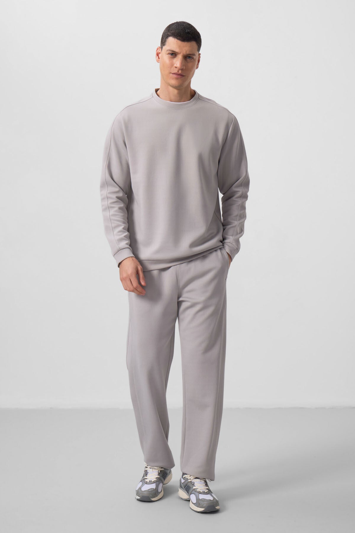 Taş Yüzeyi Dokulu Oversize Erkek Eşofman Takım - 85275