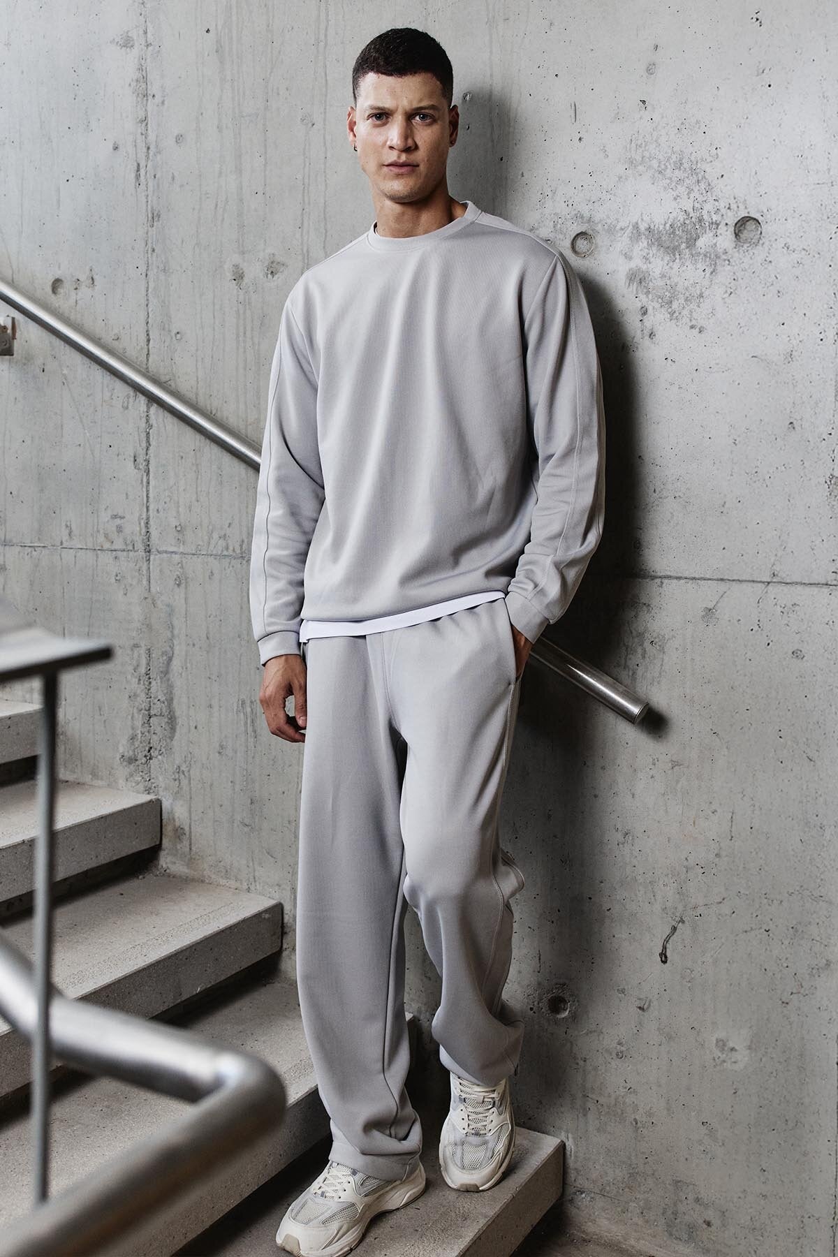 Taş Yüzeyi Dokulu Oversize Erkek Eşofman Takım - 85275
