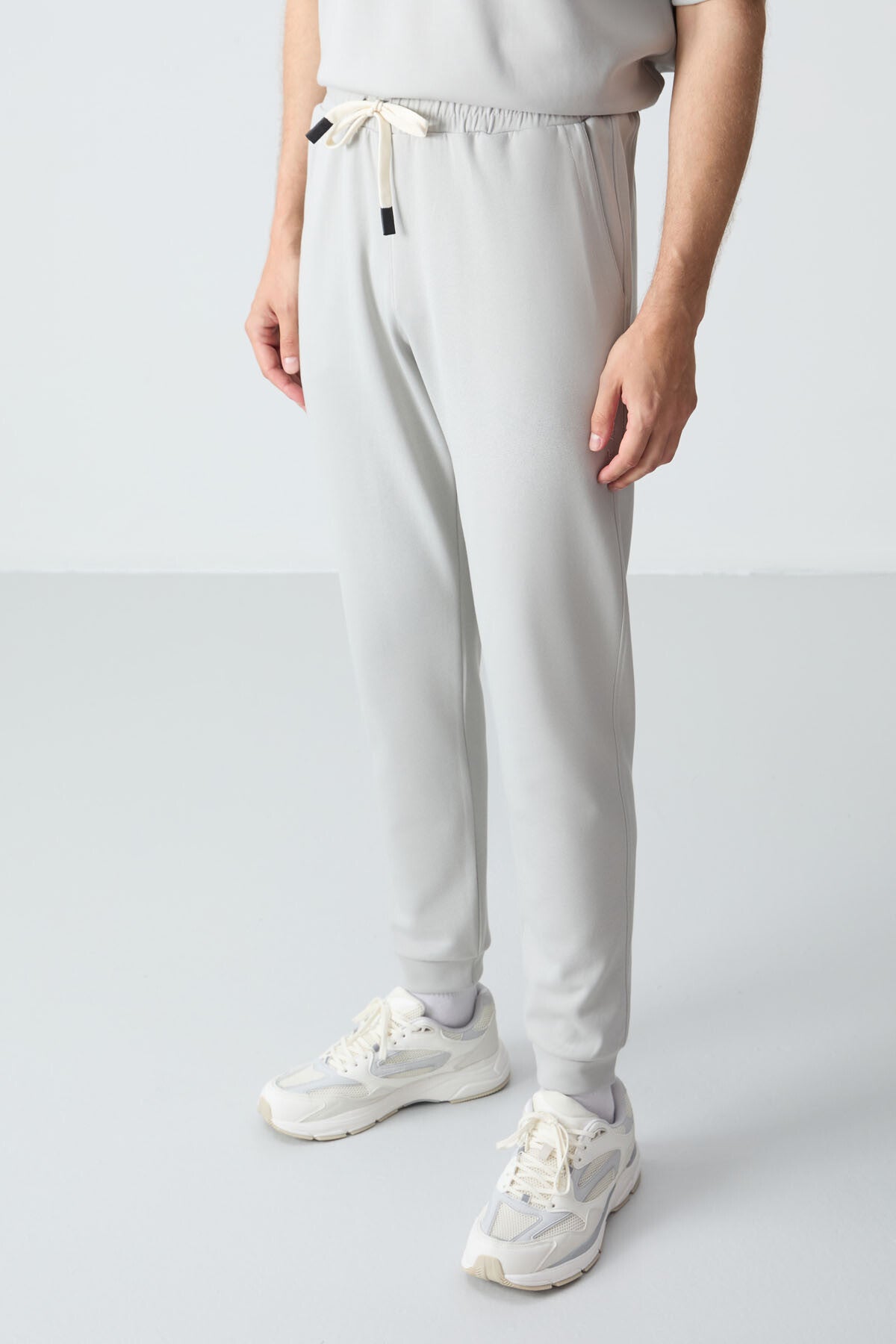 Taş Pamuklu Kalın Yumuşak Dokulu Oversize Fit Basic Erkek Eşofman Takım - 85261