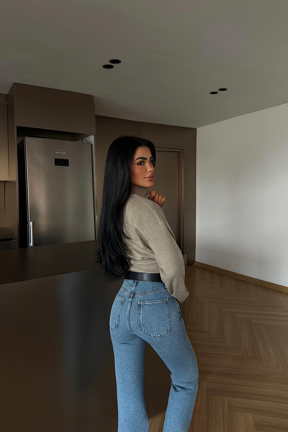 Taş Rengi Balboa Çift Fermuarlı Triko Hırka ATE-4449