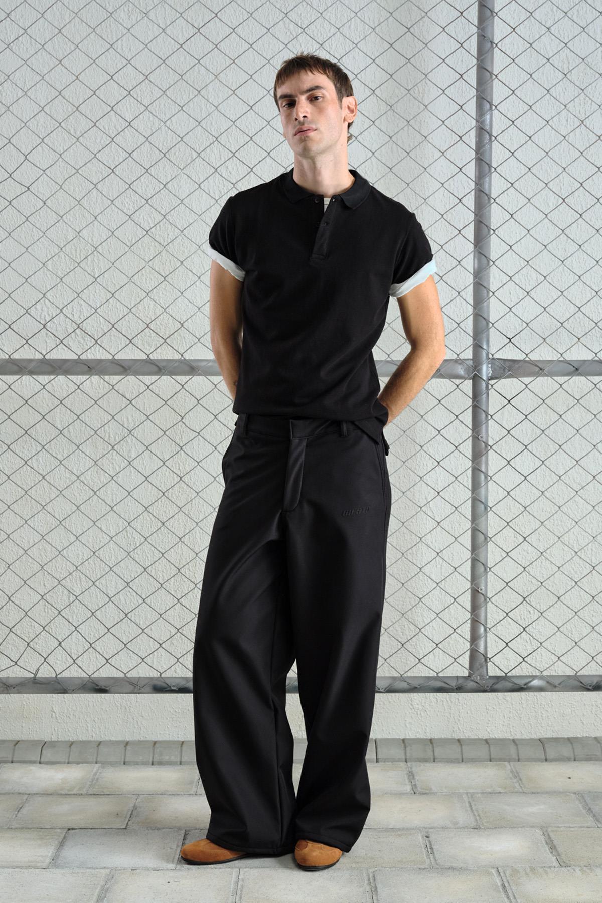 TEKNİK SU GEÇİRMEZ SİYAH PANTOLON