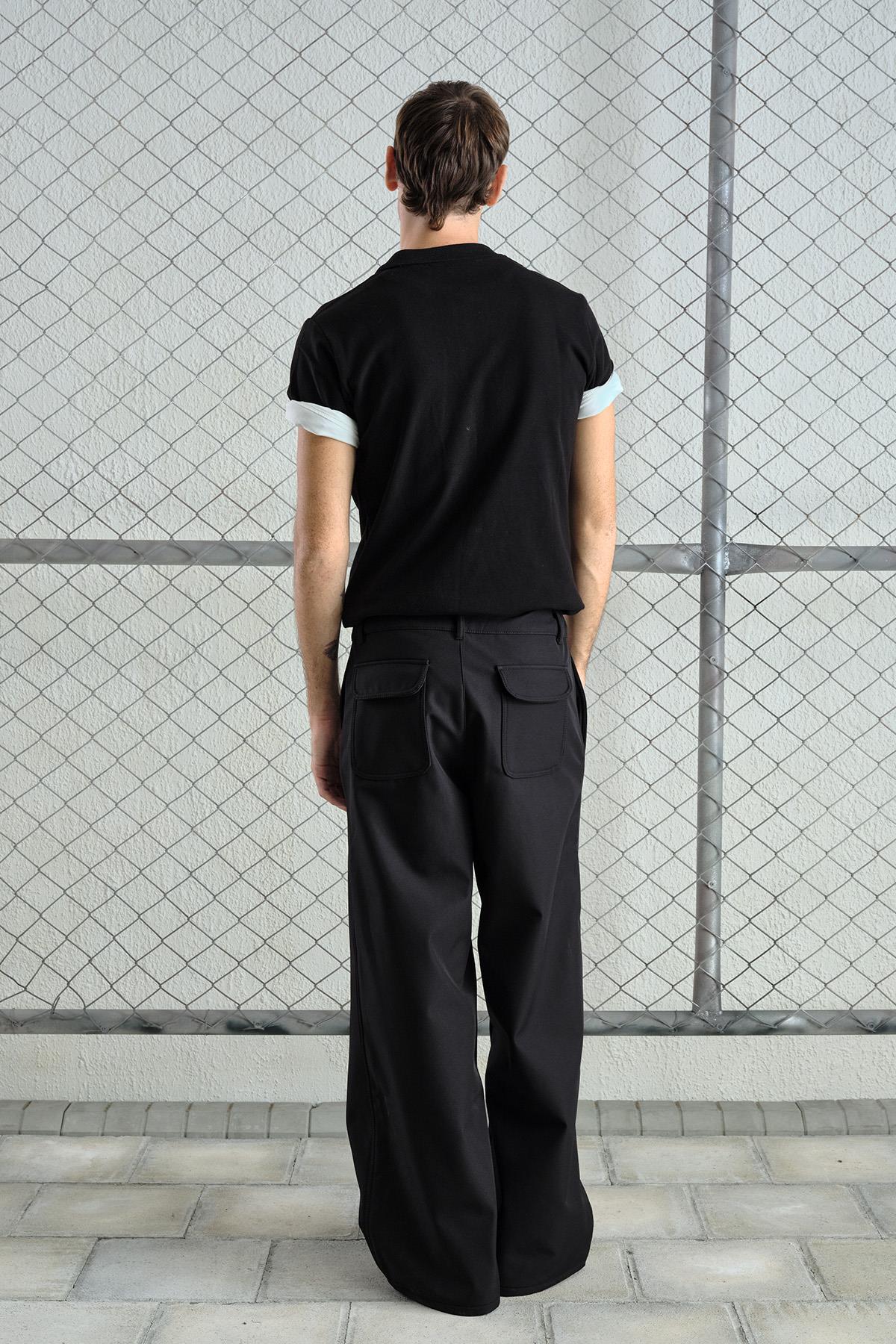 TEKNİK SU GEÇİRMEZ SİYAH PANTOLON